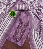 Purple printed cotton semi stitched churidar dress-materials