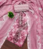 Purple printed cotton semi stitched churidar dress-materials
