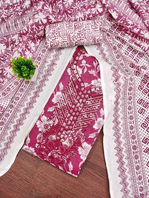 Magenta printed cotton churidar dress-materials 1