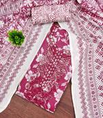 Magenta printed cotton semi stitched churidar dress-materials