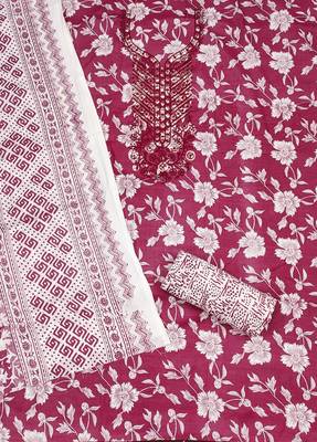 Magenta printed cotton churidar dress-materials 2