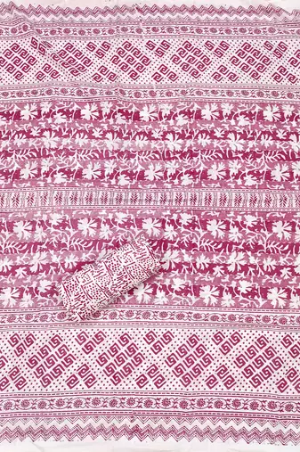 Magenta printed cotton churidar dress-materials