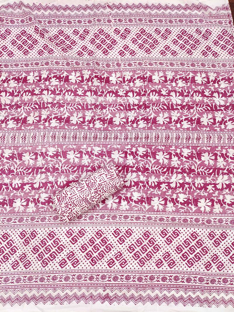 Magenta printed cotton semi stitched churidar dress-materials