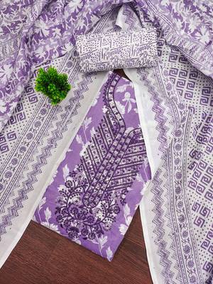 Purple printed cotton churidar dress-materials 1