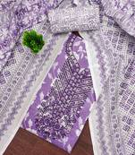 Purple printed cotton semi stitched churidar dress-materials