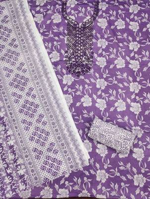Purple printed cotton churidar dress-materials 2