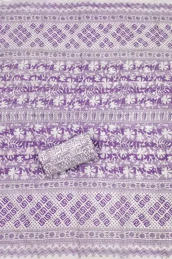 Purple printed cotton churidar dress-materials
