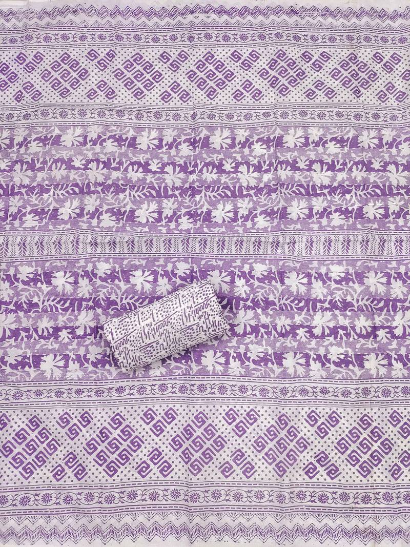 Purple printed cotton semi stitched churidar dress-materials