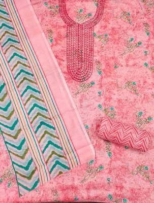 Pink printed cotton churidar dress-materials 2