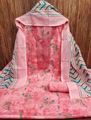 Pink printed cotton churidar dress-materials 3