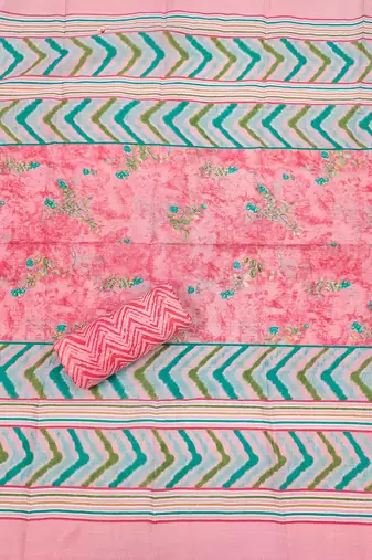 Pink printed cotton churidar dress-materials