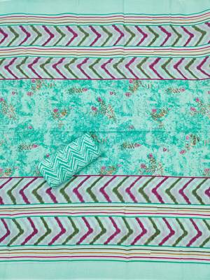 Sea-green printed cotton churidar dress-materials 4