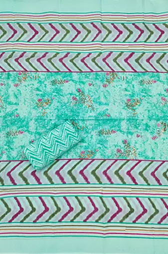 Sea-green printed cotton churidar dress-materials
