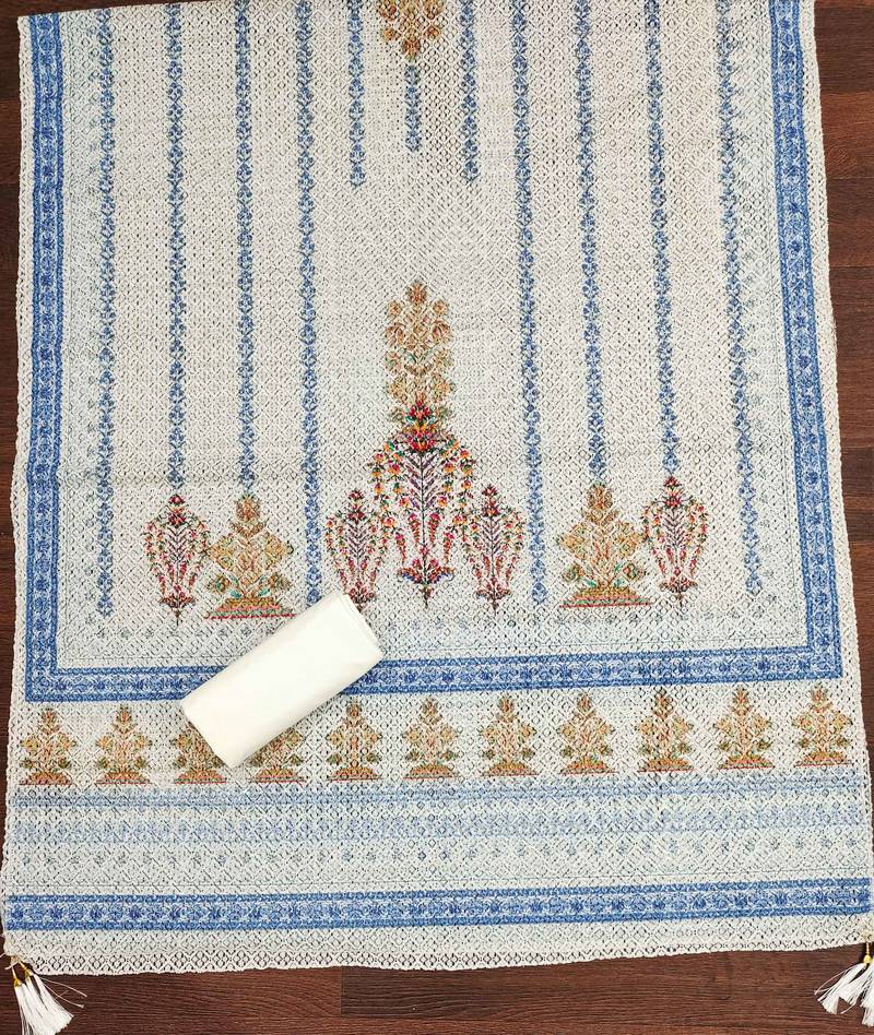 Multicolor sequins cotton semi stitched churidar dress-materials