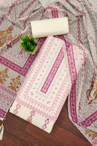 Multicolor sequins cotton semi stitched churidar dress-materials