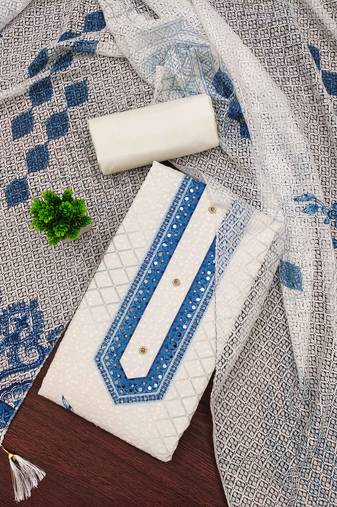 Multicolor sequins cotton semi stitched churidar dress-materials