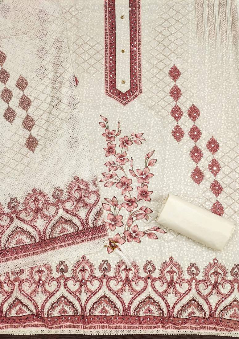 Multicolor sequins cotton semi stitched churidar dress-materials