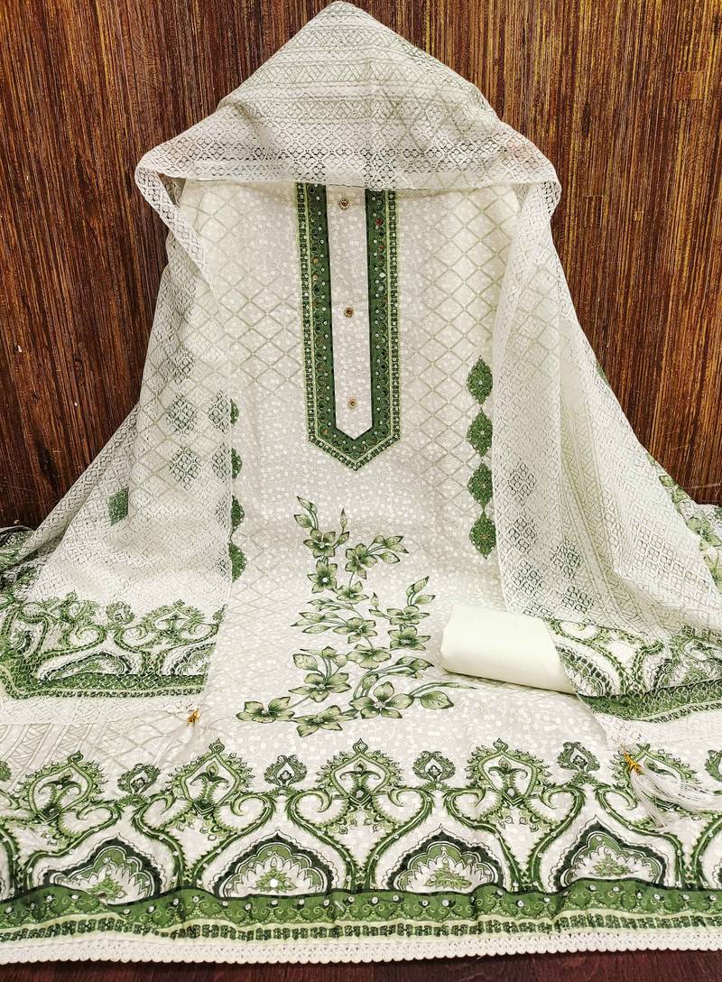 Multicolor sequins cotton semi stitched churidar dress-materials