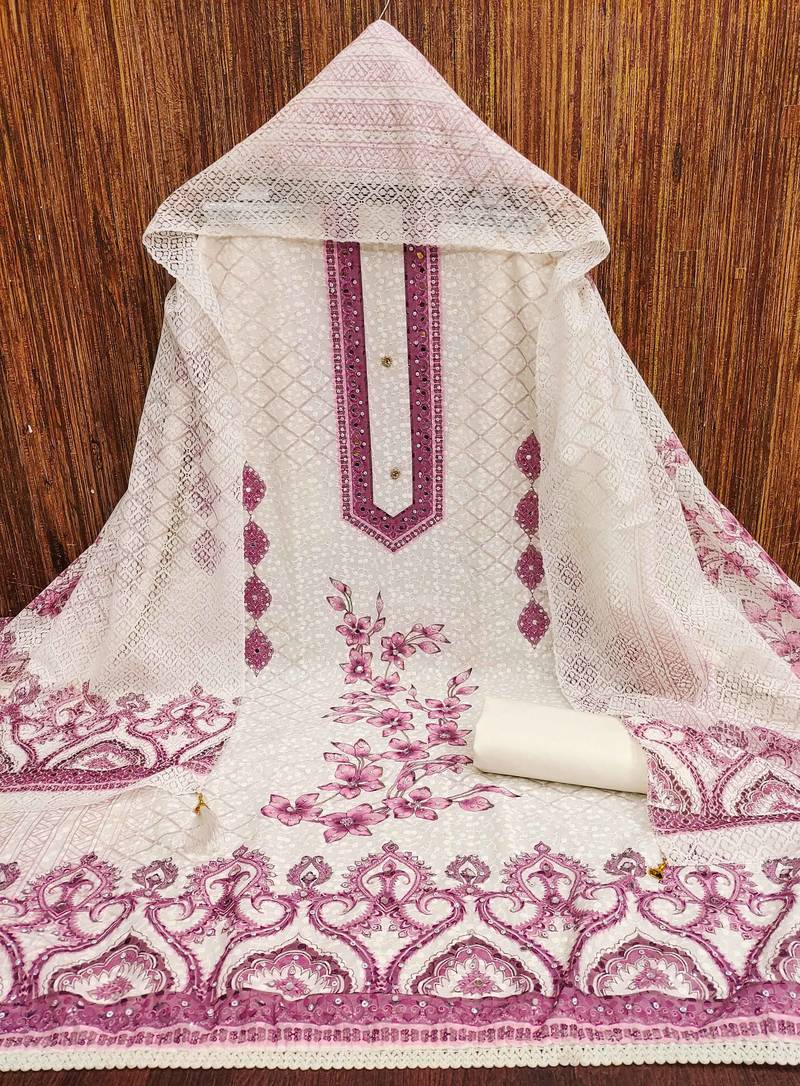 Multicolor sequins cotton semi stitched churidar dress-materials