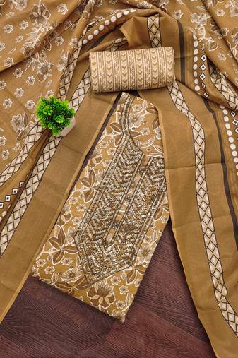 Multicolor sequins cotton semi stitched churidar dress-materials