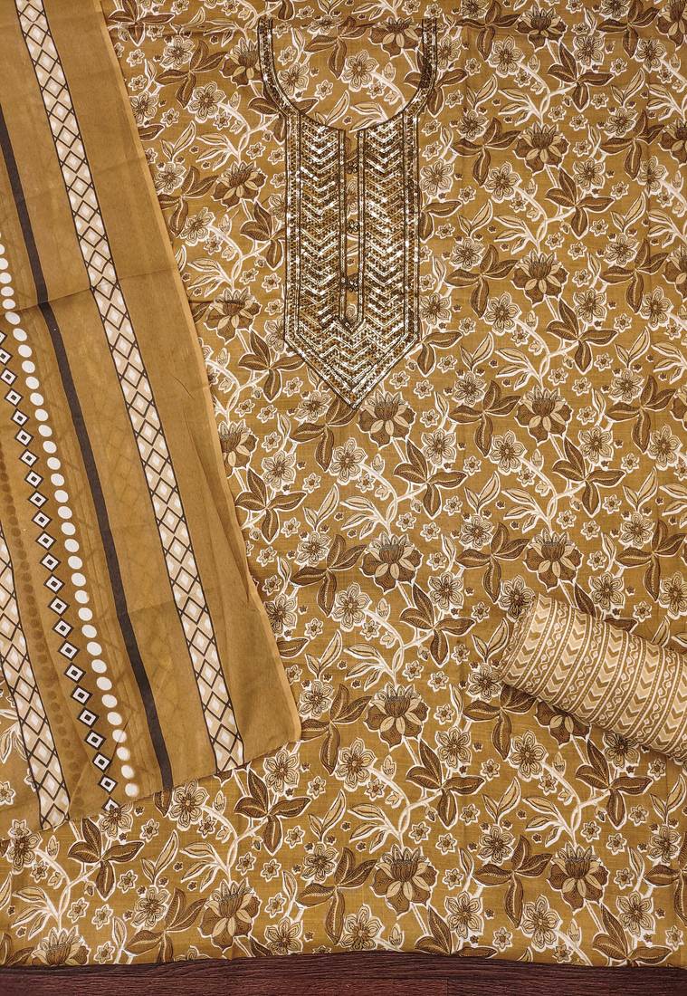 Multicolor sequins cotton semi stitched churidar dress-materials