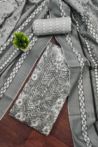 Multicolor sequins cotton semi stitched churidar dress-materials