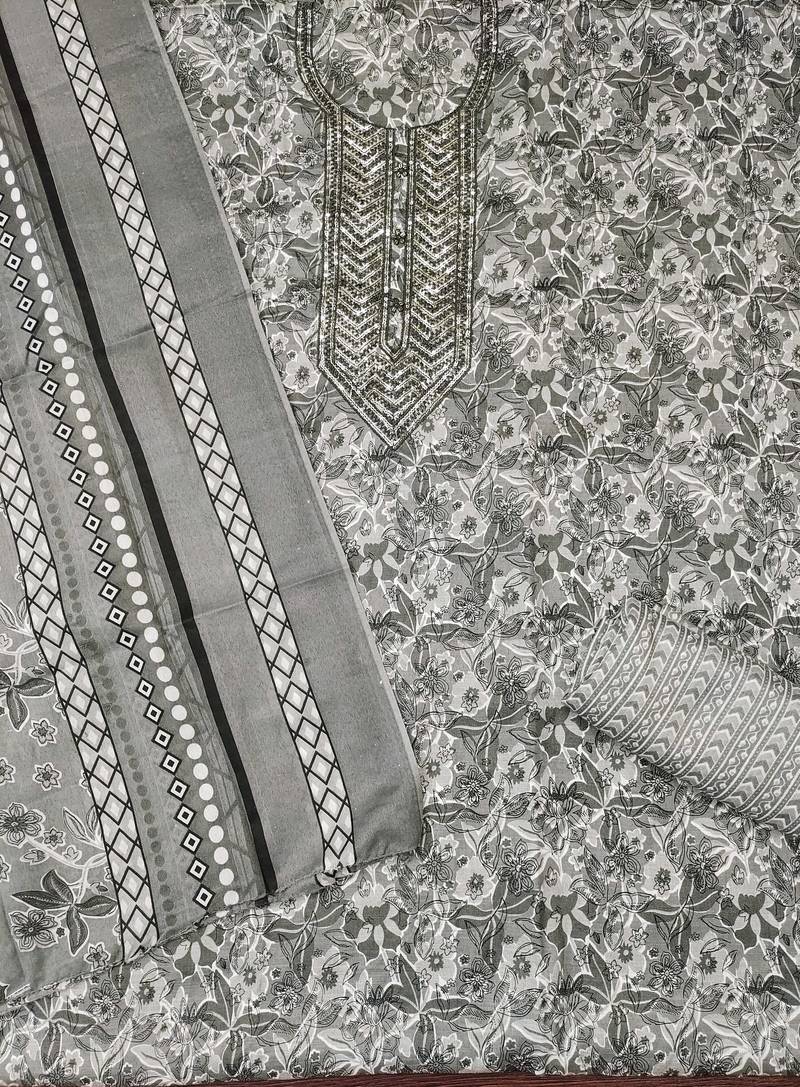 Multicolor sequins cotton semi stitched churidar dress-materials