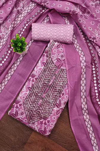 Multicolor sequins cotton semi stitched churidar dress-materials