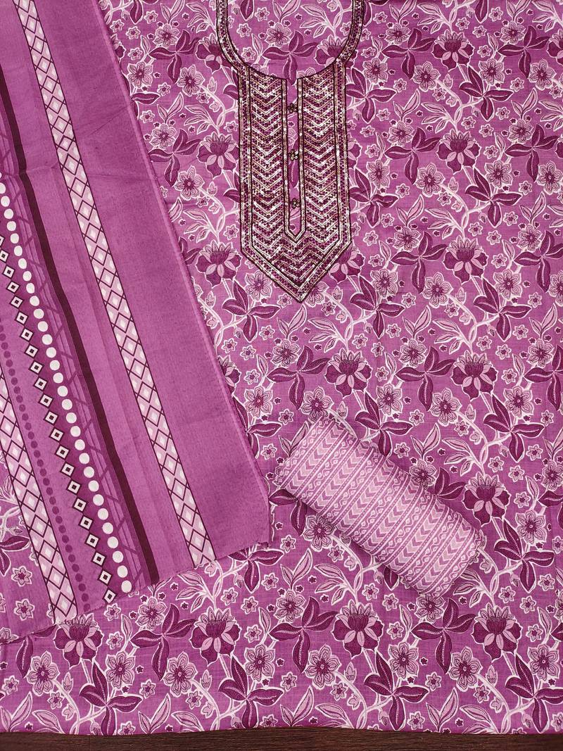 Multicolor sequins cotton semi stitched churidar dress-materials