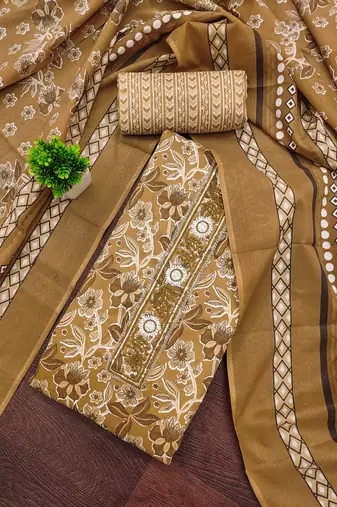 Multicolor sequins cotton semi stitched churidar dress-materials