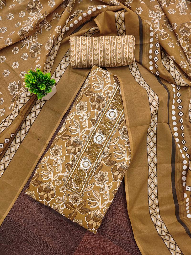 Multicolor sequins cotton semi stitched churidar dress-materials