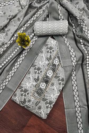 Multicolor sequins cotton semi stitched churidar dress-materials