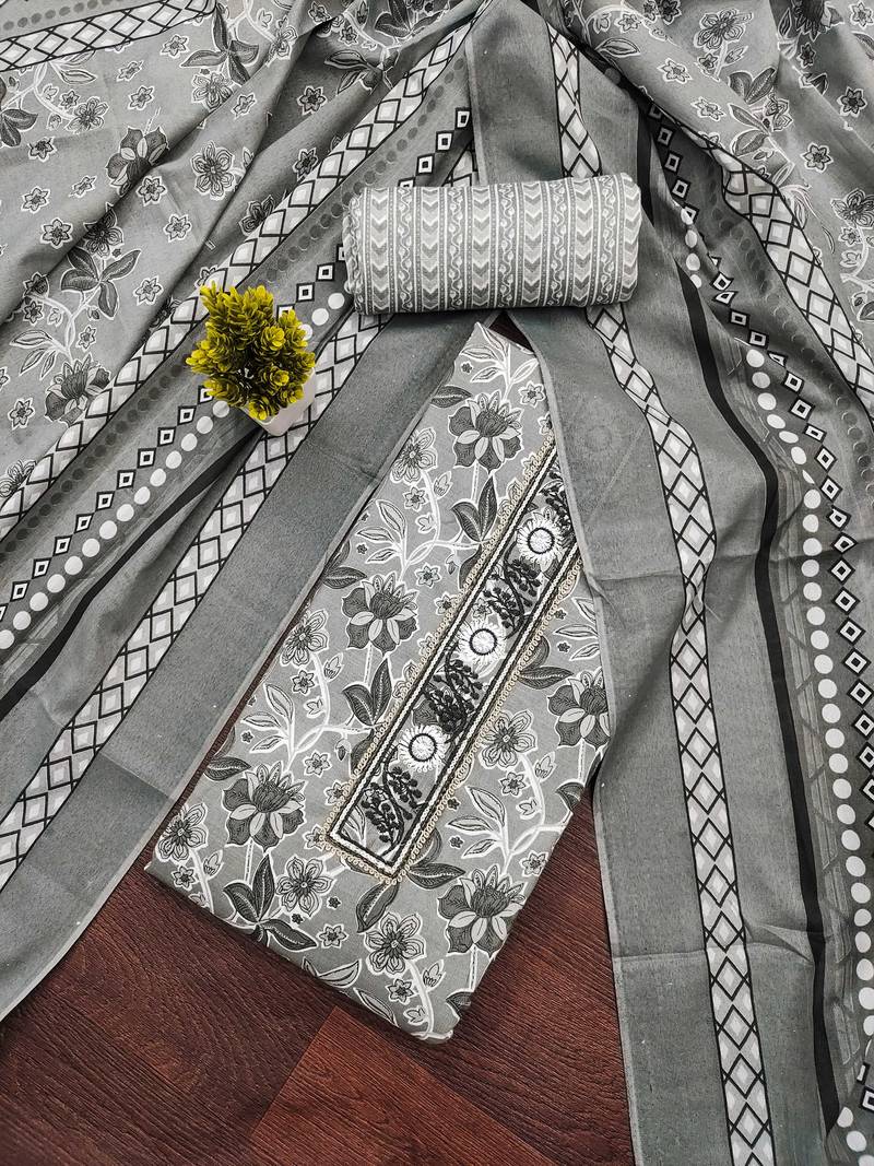 Multicolor sequins cotton semi stitched churidar dress-materials