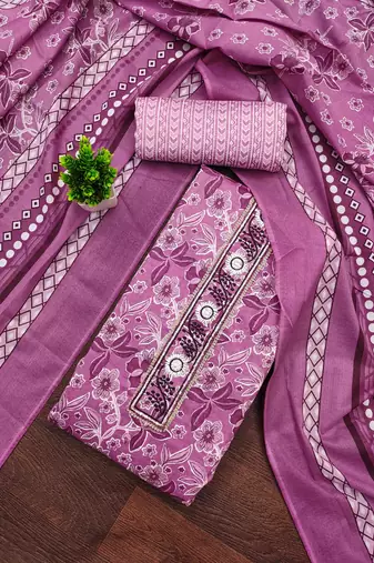 Multicolor sequins cotton semi stitched churidar dress-materials