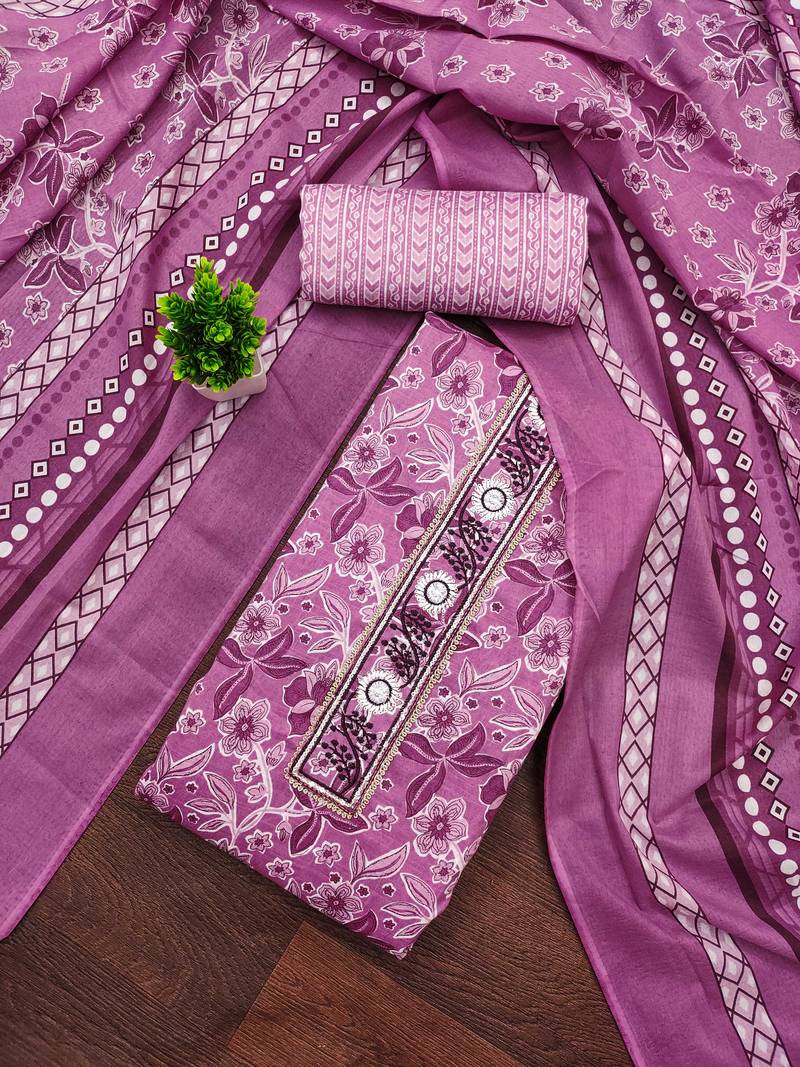 Multicolor sequins cotton semi stitched churidar dress-materials