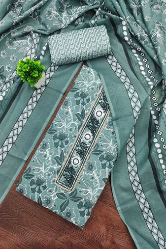 Multicolor sequins cotton semi stitched churidar dress-materials