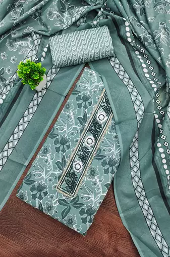 Multicolor sequins cotton semi stitched churidar dress-materials