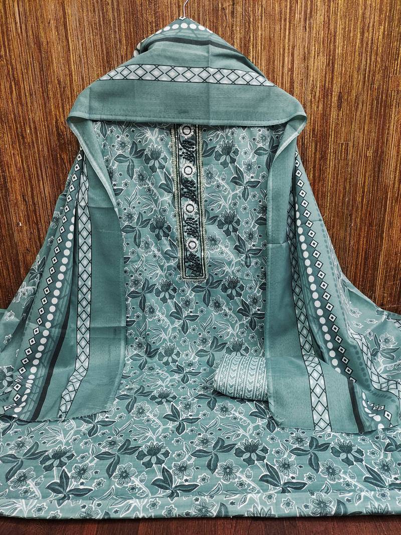 Multicolor sequins cotton semi stitched churidar dress-materials