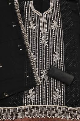 Black embroidered georgette churidar dress-materials 2