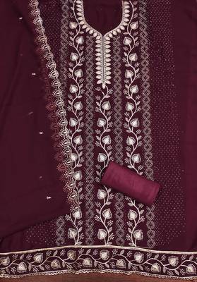 Magenta embroidered georgette churidar dress-materials 2