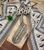 Beige sequins cotton semi stitched churidar dress-materials