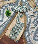 Beige sequins cotton semi stitched churidar dress-materials