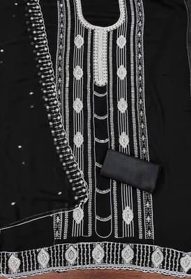 Black embroidered georgette churidar dress-materials 2