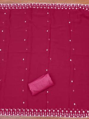 Magenta embroidered georgette churidar dress-materials 4
