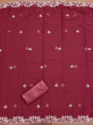 Maroon embroidered georgette semi stitched churidar dress-materials 4