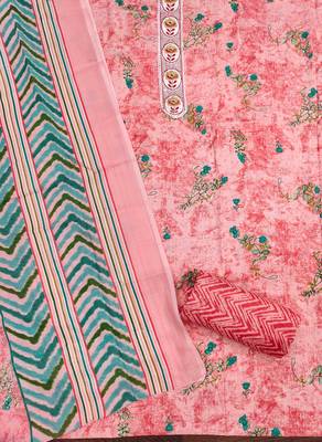 Pink embroidered cotton churidar dress-materials 2
