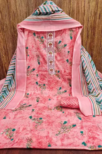 Pink embroidered cotton churidar dress-materials