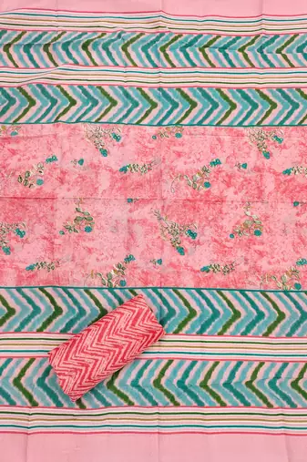 Pink embroidered cotton churidar dress-materials