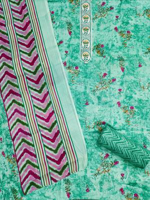 Sea-green embroidered cotton churidar dress-materials 2