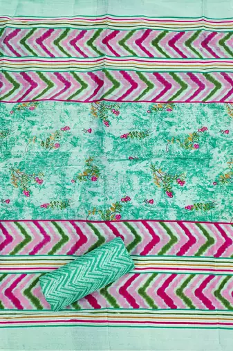 Sea-green embroidered cotton churidar dress-materials
